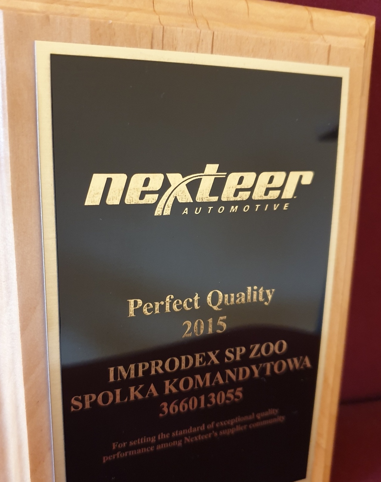 2015 - Trzecia nagroda od Nexteer